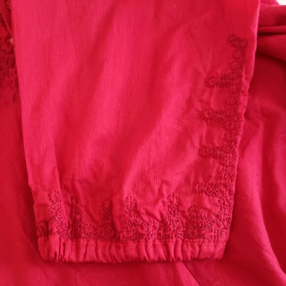 vintage Y2K embroidered red long sleeve peasant blouse top - Picture 7 of 7
